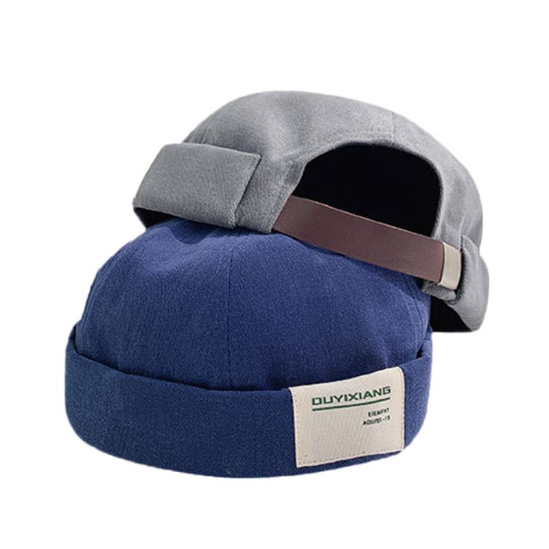 Mænd Bomuldsbrevlabel Casual All-match Justerbar Uden Kant Beanie Landlord Kasketter Skull Caps