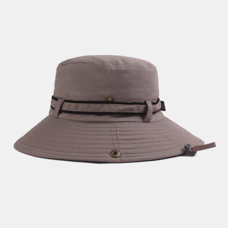 Mænd Bomuldsbroderi Bogstav Sol Åndbar Beskyttelse Solskærm Huer Bucket Hat