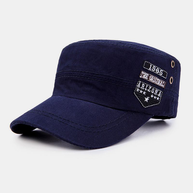 Mænd Bomuldsbroderi Brevmønster Justerbar Casual Outdoor Military Huer Flad Huer Peaked Cap