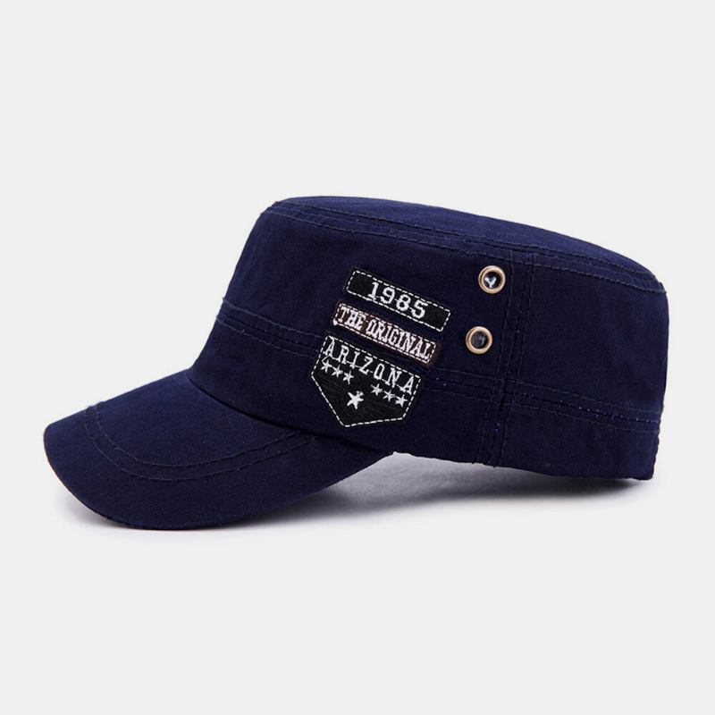 Mænd Bomuldsbroderi Brevmønster Justerbar Casual Outdoor Military Huer Flad Huer Peaked Cap