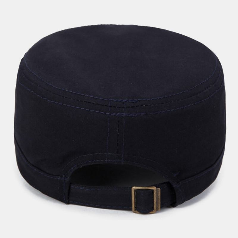 Mænd Brev Broderi Patch Militær Kasket Kadet Huer Åndbare Huller Design Flad Top Cap