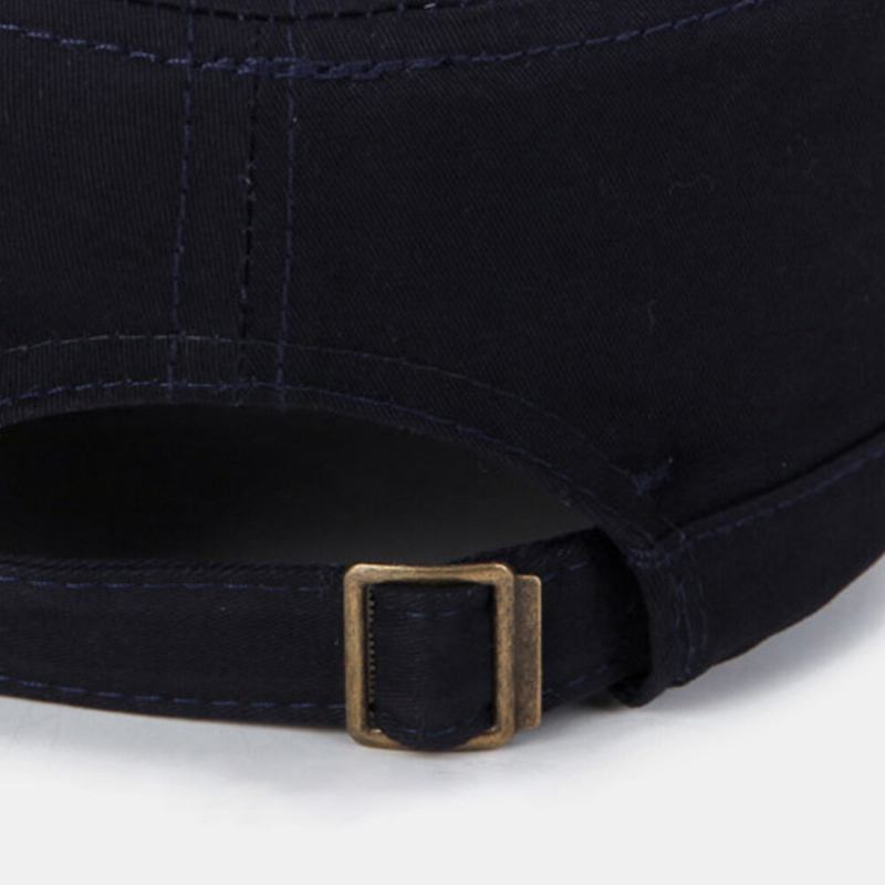 Mænd Brev Broderi Patch Militær Kasket Kadet Huer Åndbare Huller Design Flad Top Cap