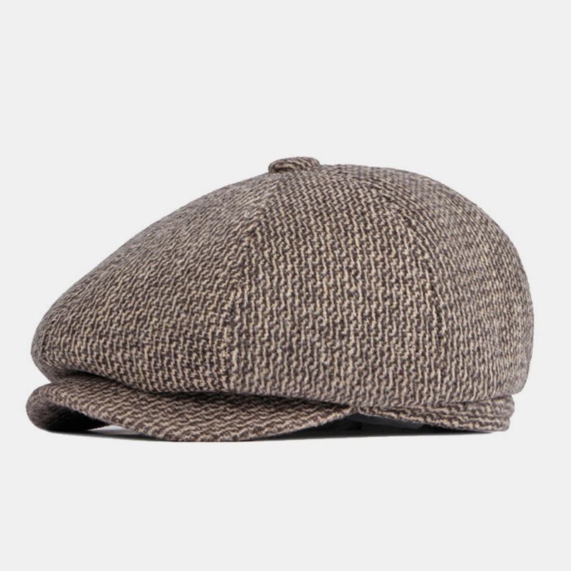 Mænd Britisk Retro Hørebeskyttelse Ulden Ottekantet Huer Midaldrende Og Ældre Vinter Varm Cool Protection Newsboy Hat