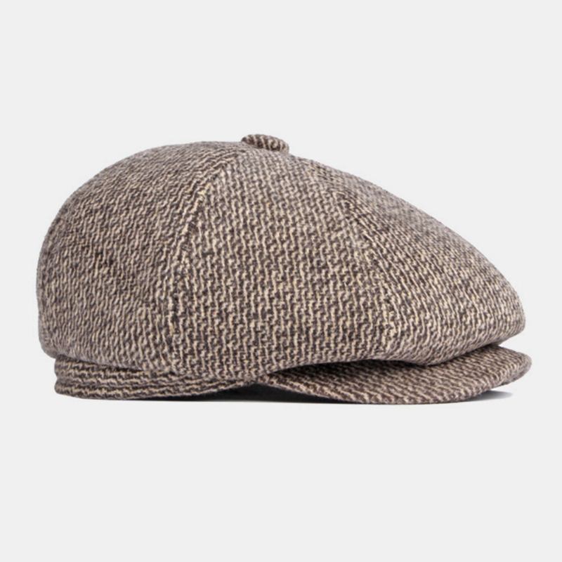 Mænd Britisk Retro Hørebeskyttelse Ulden Ottekantet Huer Midaldrende Og Ældre Vinter Varm Cool Protection Newsboy Hat