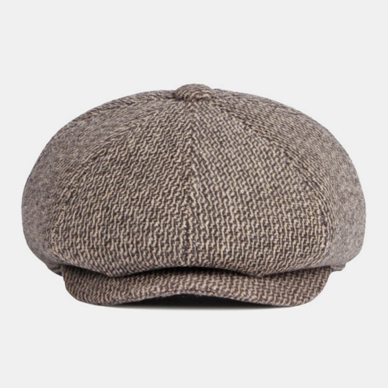 Mænd Britisk Retro Hørebeskyttelse Ulden Ottekantet Huer Midaldrende Og Ældre Vinter Varm Cool Protection Newsboy Hat