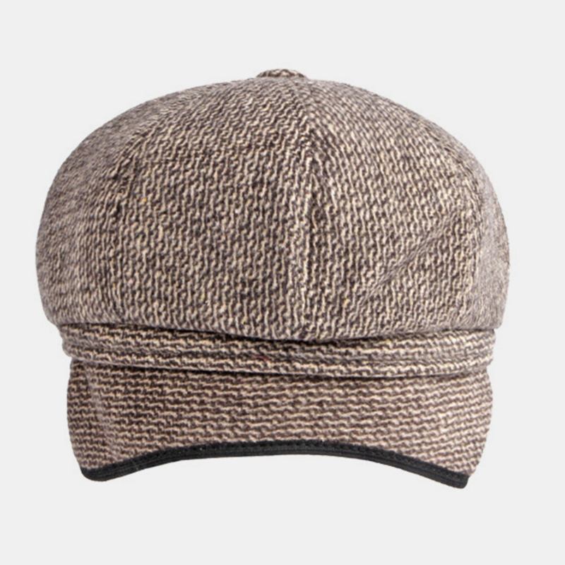 Mænd Britisk Retro Hørebeskyttelse Ulden Ottekantet Huer Midaldrende Og Ældre Vinter Varm Cool Protection Newsboy Hat