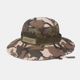 Mænd Camouflage Mesh Åndbar Stor Skygge Udendørs Bjergbestigning Solskygge Bucket Hat