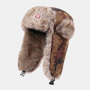 Mænd Camouflage Soviet Badge Trapper Huer Vinter Tykke Varm Kølig Beskyttelse Hørebeskyttelse Russisk Hat