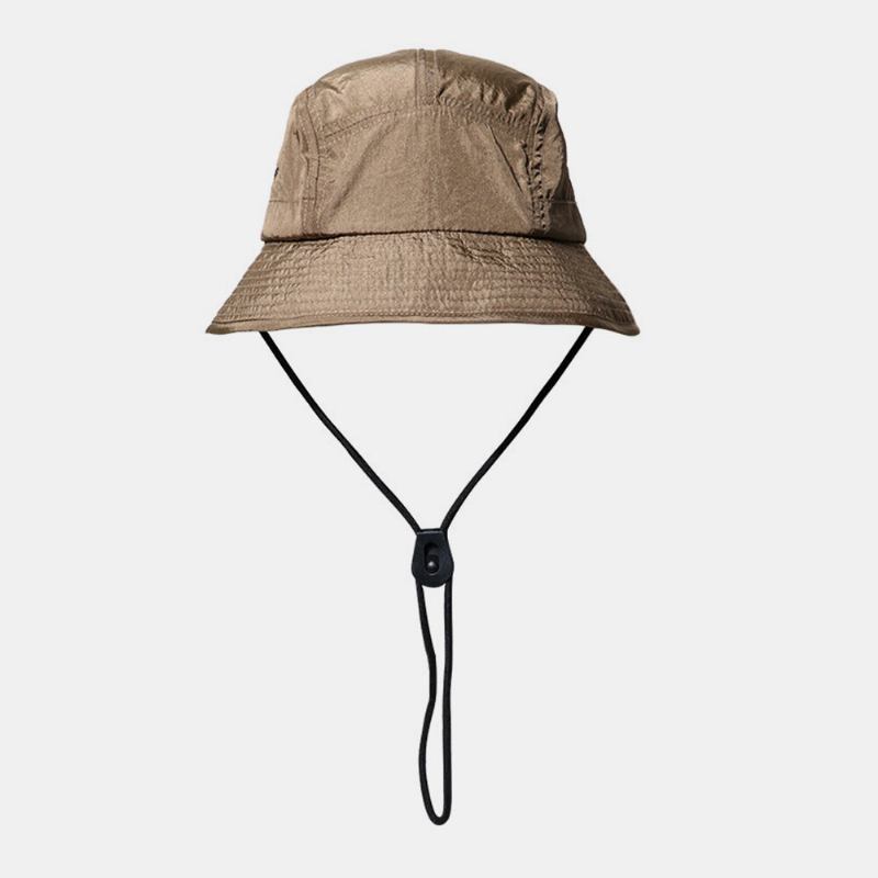 Mænd Canvas Ensfarvet Retro Street Quick Dry Justerbar Snøre Taktisk Kasket Bucket Hat