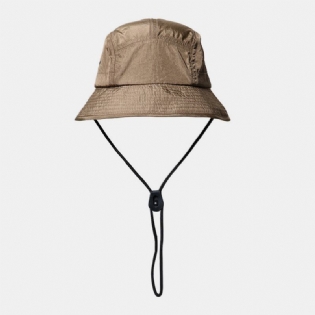 Mænd Canvas Ensfarvet Retro Street Quick Dry Justerbar Snøre Taktisk Kasket Bucket Hat