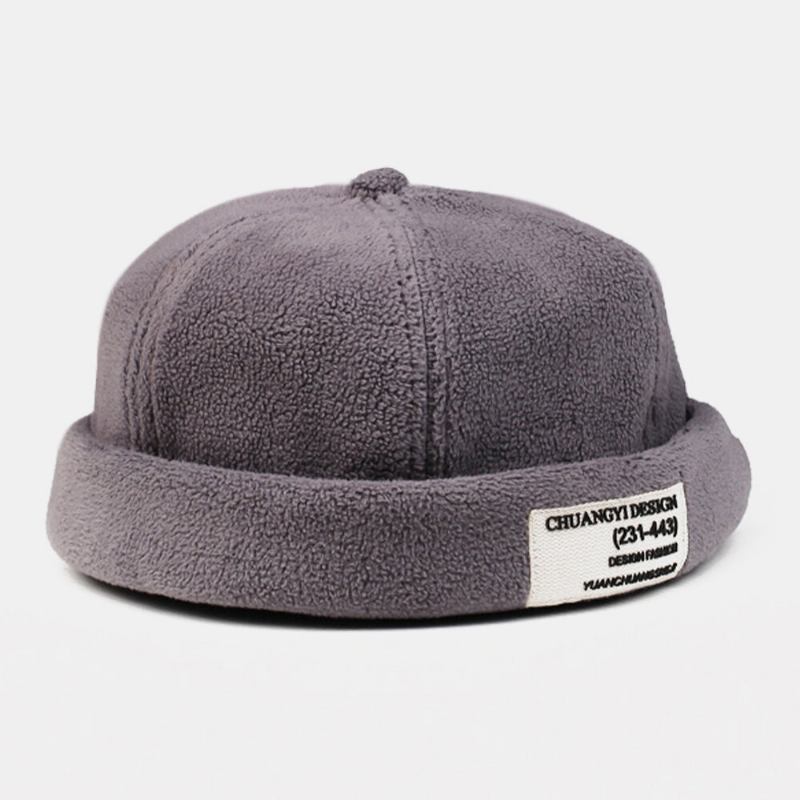 Mænd Cashmere Ensfarvet Brevstofpind Crimpning Justerbar Casual Solskygge Beanie Udlejer Kasket Skull Cap