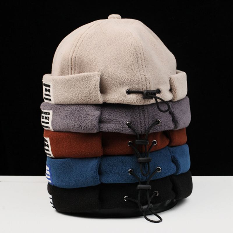 Mænd Cashmere Ensfarvet Brevstofpind Crimpning Justerbar Casual Solskygge Beanie Udlejer Kasket Skull Cap