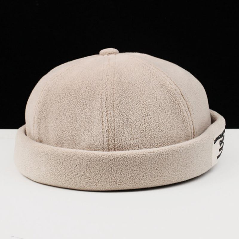 Mænd Cashmere Ensfarvet Brevstofpind Crimpning Justerbar Casual Solskygge Beanie Udlejer Kasket Skull Cap