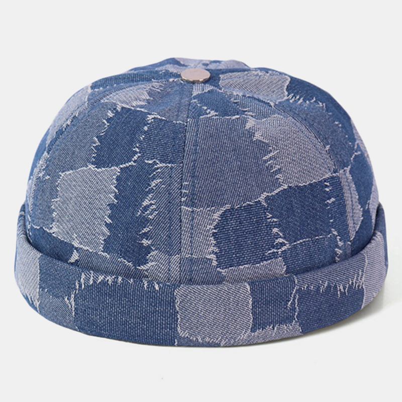 Mænd Casual Landlord Kasketter Skull Caps Patchwork Cowboy Denim Hat