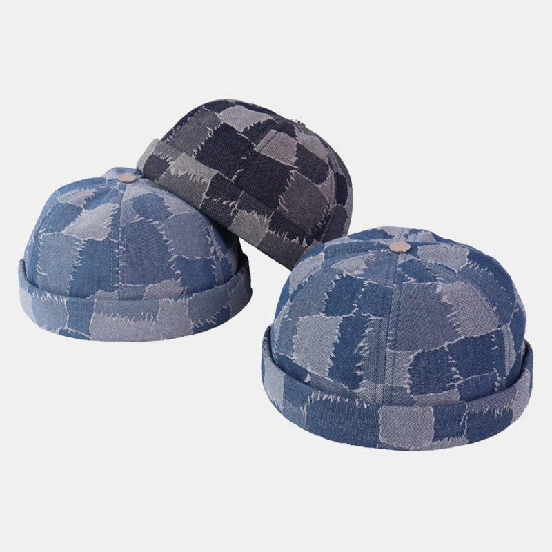 Mænd Casual Landlord Kasketter Skull Caps Patchwork Cowboy Denim Hat