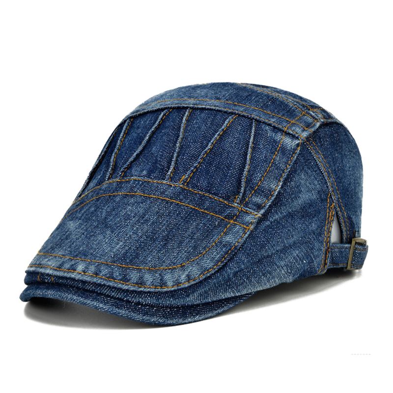 Mænd Casual Lavet Gammel Denim Solsejl Kortskygget Baret Flade Hatte