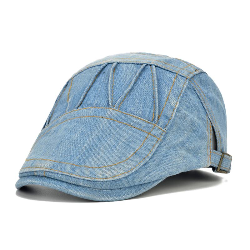 Mænd Casual Lavet Gammel Denim Solsejl Kortskygget Baret Flade Hatte