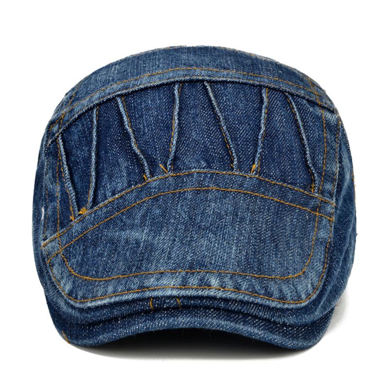 Mænd Casual Lavet Gammel Denim Solsejl Kortskygget Baret Flade Hatte