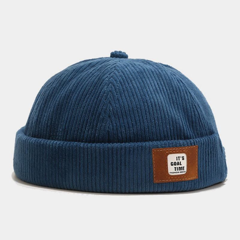 Mænd Corduroy Brev Label Justerbar Udlejer Huer Retro Stre Warm Solsejl Brimless Beanie Skull Cap