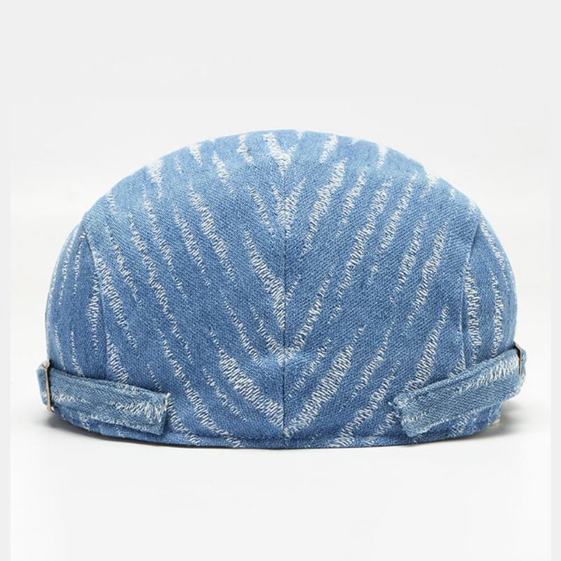 Mænd Denim Baret Kasket Broke Hole Small Stripe Short Rim Fashion Solcreme Flad Huer Forward Cap