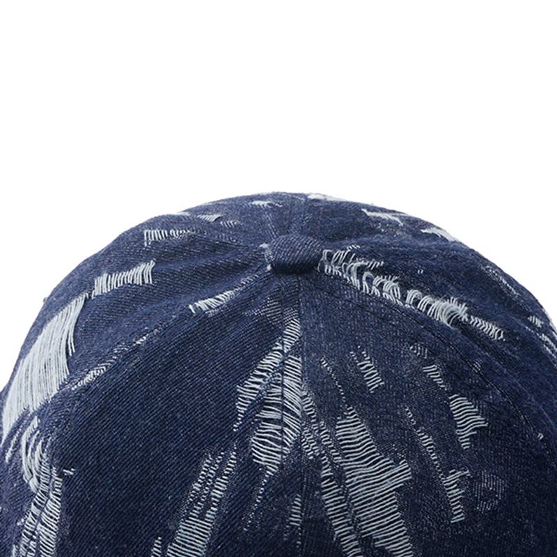 Mænd Denim Distressed Ripped Trendy All-match Justerbar Brimless Beanie Landlord Caps Skull Caps