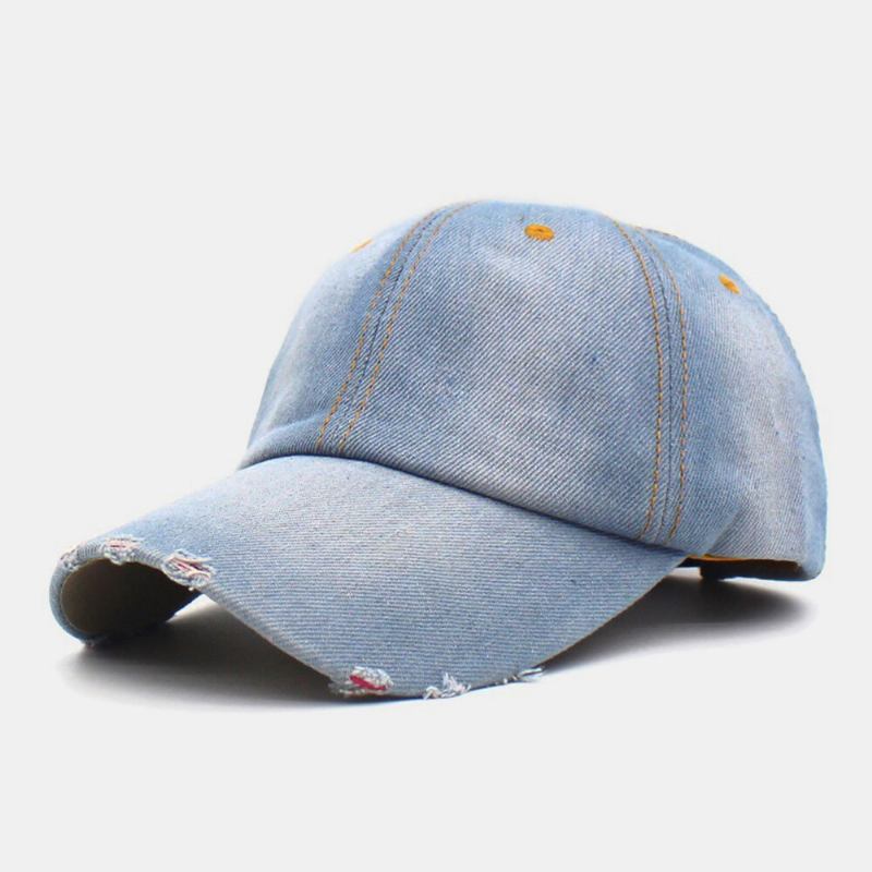 Mænd Denim Ensfarvet Hul Fashion Street Sunshade Justerbar Baseballkasket