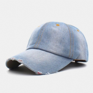 Mænd Denim Ensfarvet Hul Fashion Street Sunshade Justerbar Baseballkasket