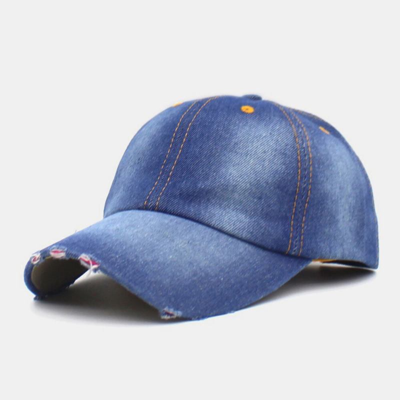 Mænd Denim Ensfarvet Hul Fashion Street Sunshade Justerbar Baseballkasket