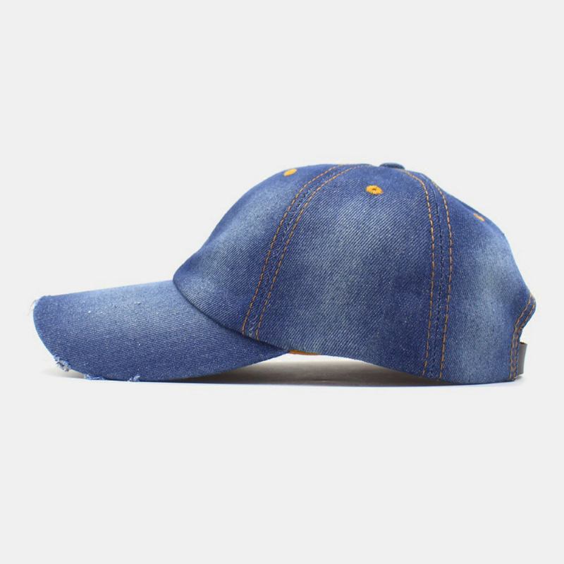 Mænd Denim Ensfarvet Hul Fashion Street Sunshade Justerbar Baseballkasket