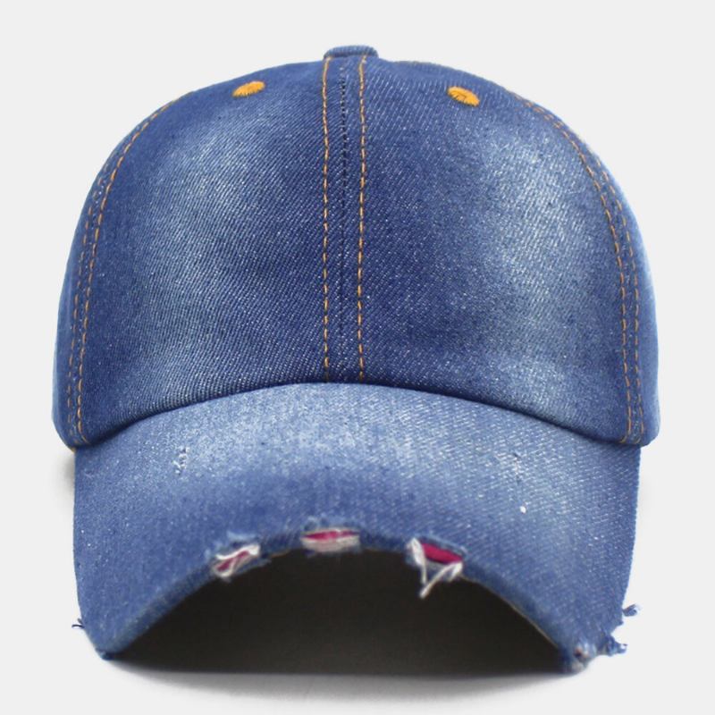 Mænd Denim Ensfarvet Hul Fashion Street Sunshade Justerbar Baseballkasket