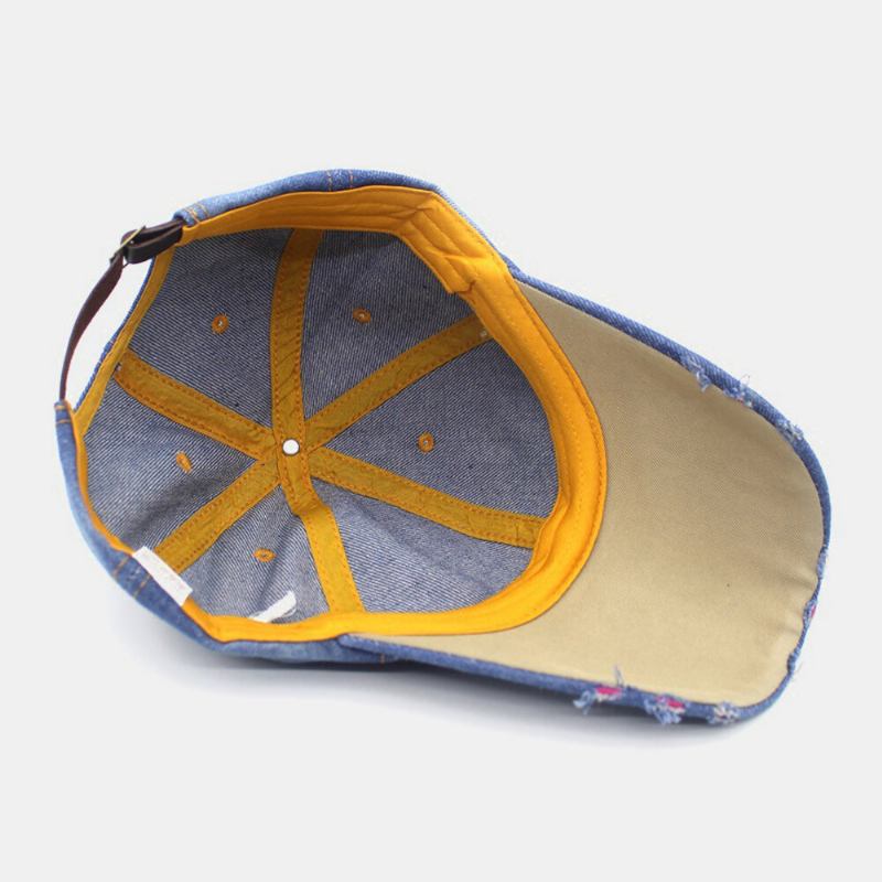 Mænd Denim Ensfarvet Hul Fashion Street Sunshade Justerbar Baseballkasket