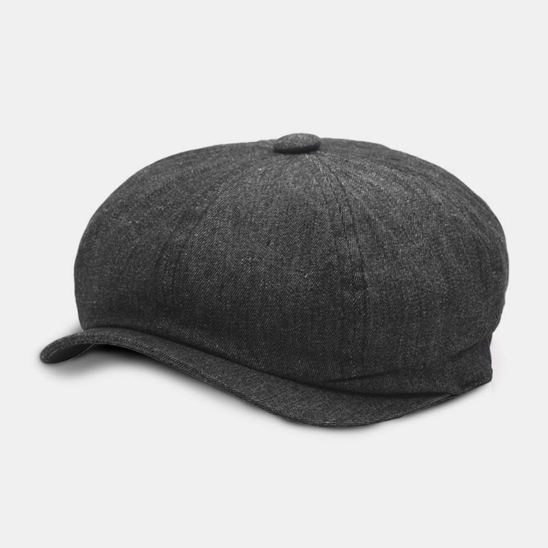 Mænd Denim Patchwork Basekasket Casual Retro Elastisk Bånd Oktagonal Huer Flad Huer Painter Newsboy Cap