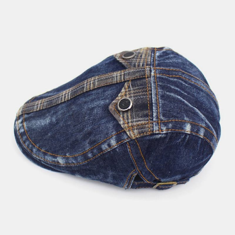 Mænd Denim To-lommers Dekoration Retro Udendørs Solsejl Forlæns Huer Baret Huer Flad Hat