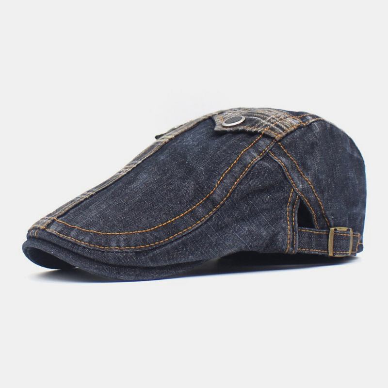 Mænd Denim To-lommers Dekoration Retro Udendørs Solsejl Forlæns Huer Baret Huer Flad Hat