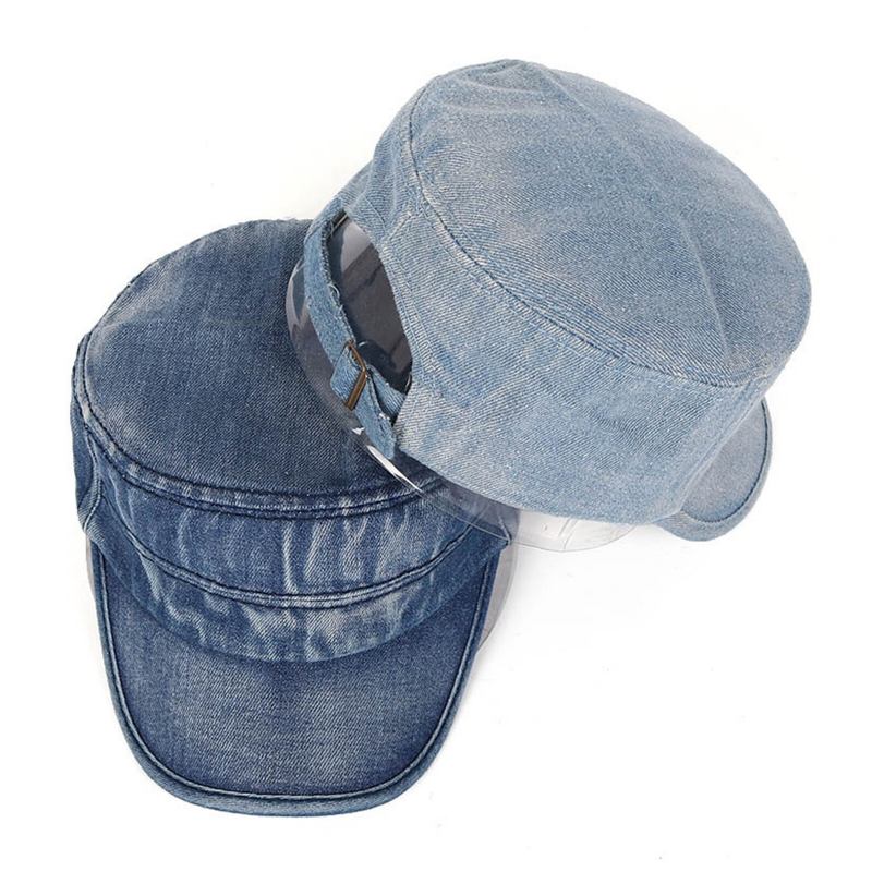 Mænd Denim Udendørs Solsejl Justerbar Afslappet Vintage Militær Caps Flade Hatte