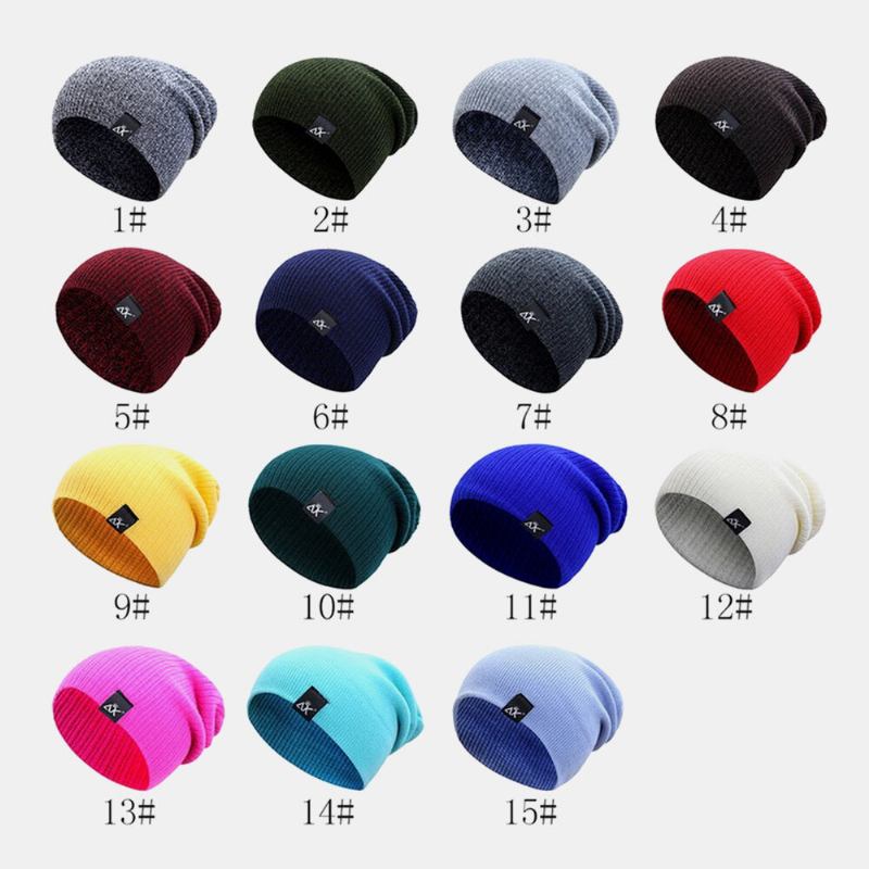 Mænd Dome Stribet Baotou Hue Udendørs Efterår Vinter Ørebeskyttelse Pure Color Beanie Skull Hat