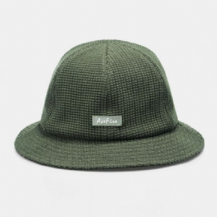 Mænd Ensfarvet Brev Patch Retro Street Sunshade Bucket Hat