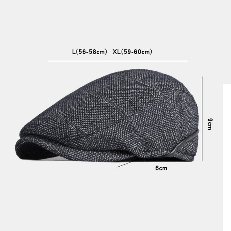 Mænd Ensfarvet Ørebeskyttelse Øreværn Design Vindtæt Flad Huer Britisk Retro Thicken Warm Baret Kasket Forward Hat