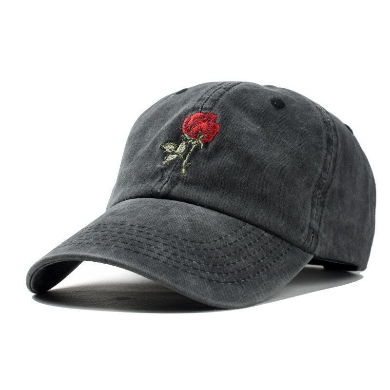 Mænd Kvinder Mode Broderi Rose Baseball Cap