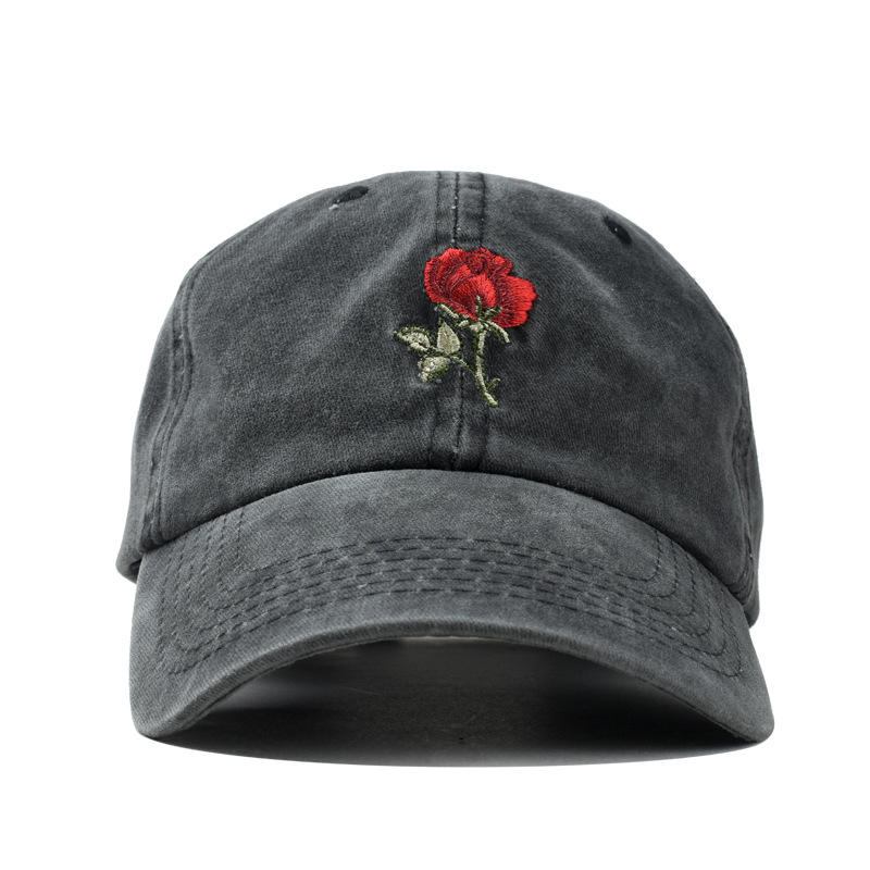 Mænd Kvinder Mode Broderi Rose Baseball Cap