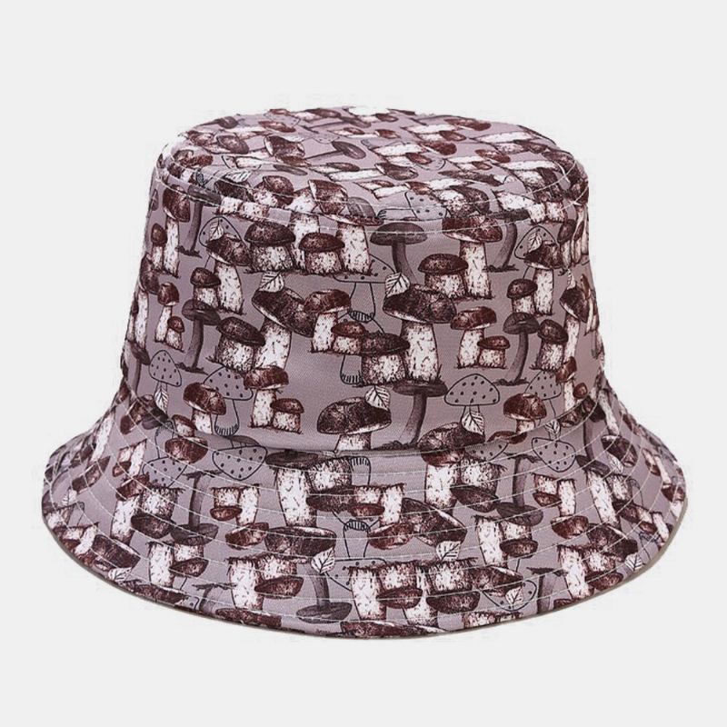 Mænd Kvinder Multi Mushroom Print Solsejl Udendørs Casual Par Bucket Hat