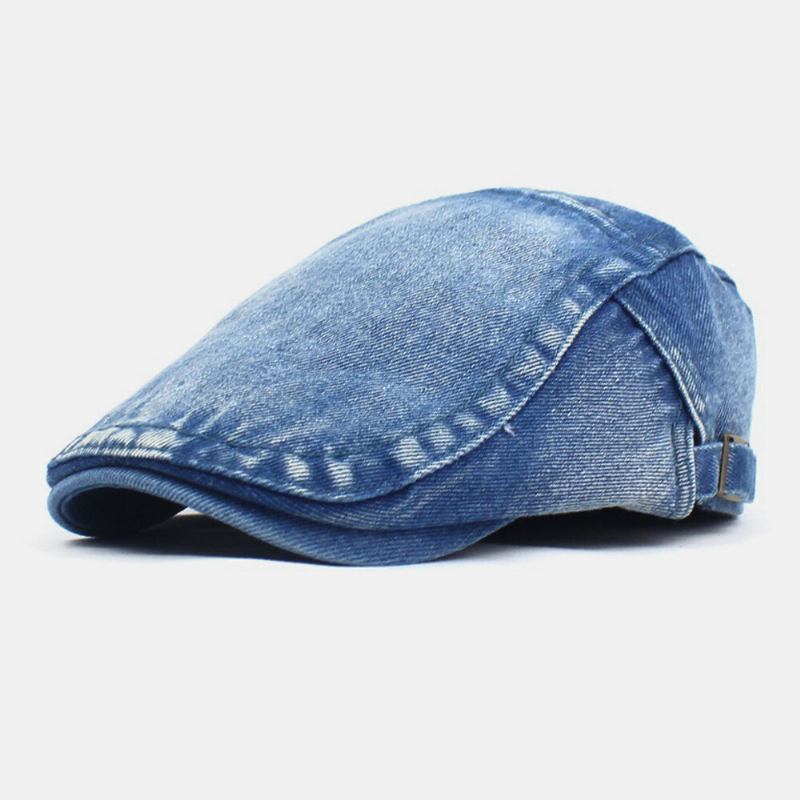 Mænd Lavet Gammel Denim Solid Retro Casual Solsejl Forward Huer Baret Huer Flad Hat