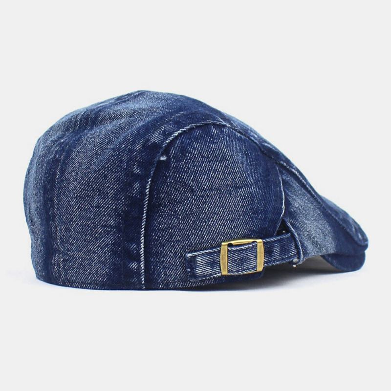 Mænd Lavet Gammel Denim Solid Retro Casual Solsejl Forward Huer Baret Huer Flad Hat