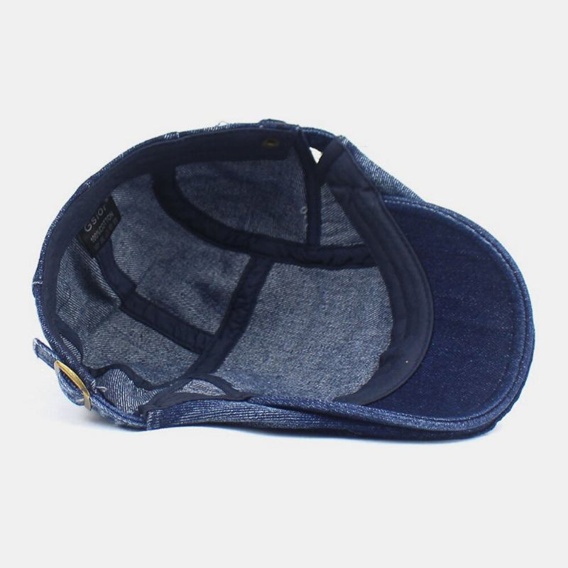 Mænd Lavet Gammel Denim Solid Retro Casual Solsejl Forward Huer Baret Huer Flad Hat