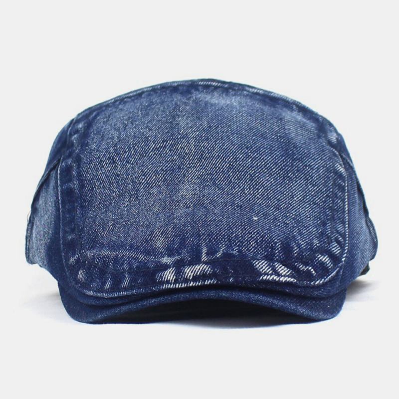 Mænd Lavet Gammel Denim Solid Retro Casual Solsejl Forward Huer Baret Huer Flad Hat