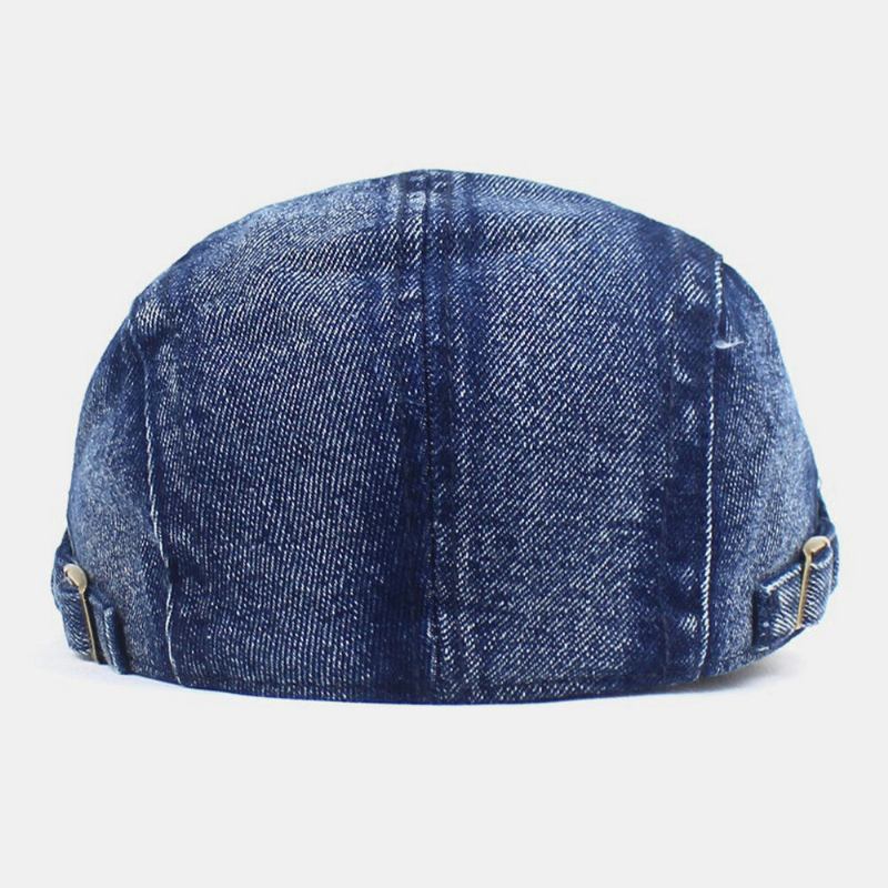 Mænd Lavet Gammel Denim Solid Retro Casual Solsejl Forward Huer Baret Huer Flad Hat