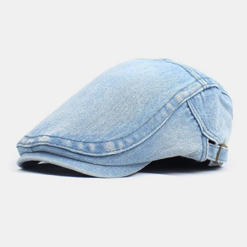 Mænd Lavet Gammel Denim Solid Retro Casual Solsejl Forward Huer Baret Huer Flad Hat