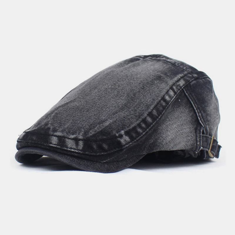 Mænd Lavet Gammel Denim Solid Retro Casual Solsejl Forward Huer Baret Huer Flad Hat