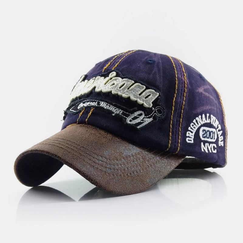 Mænd Lavet Gammelt Bomuld Brevbroderi Patchwork Justerbar Casual Sport Solskærm Baseball Hat