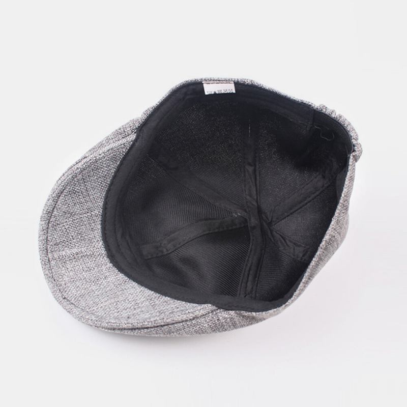 Mænd Linned Ensfarvet Retro Casual Forward Huer Flad Kasket Baret Cap